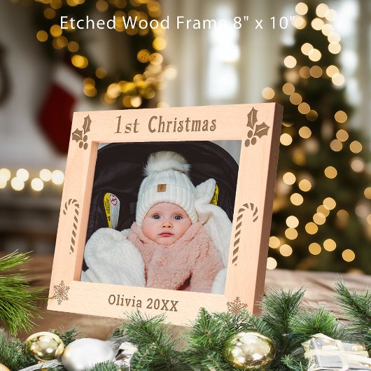 Erste Weihnachtsfeier, Candy Canes, Name 10x8 zeig Geätzte Rahmen