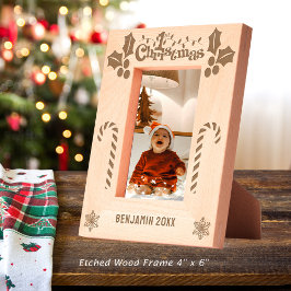 Erste Weihnachtsfeier, Candy Canes, Name 4x6 zeige Geätzte Rahmen