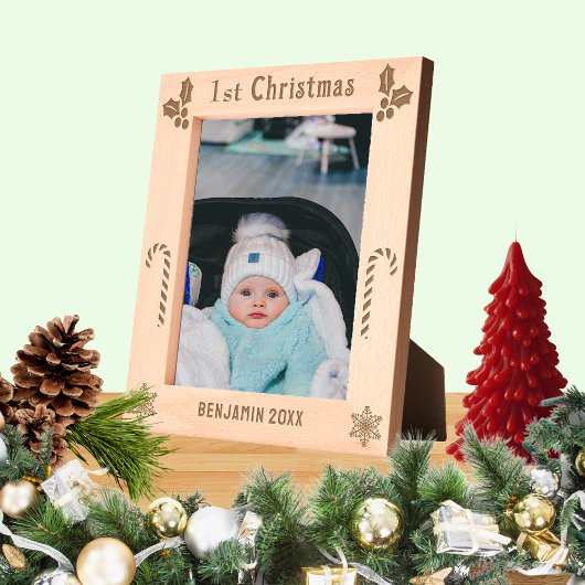 Erste Weihnachtsfeier, Candy Canes, Name 8x10 anze Geätzte Rahmen