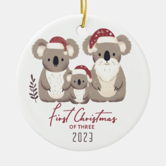 Erste Weihnachtsfeier der Familie Koala Keramik Ornament