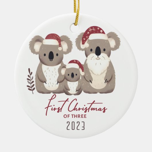 Erste Weihnachtsfeier der Familie Koala Keramik Ornament (Vorne)
