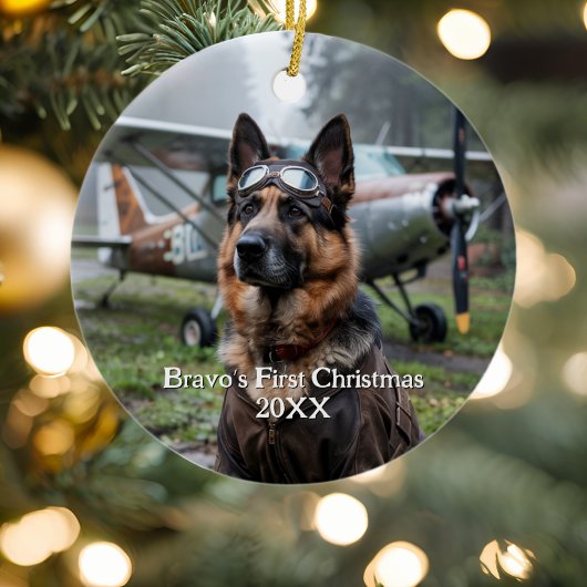 Erste Weihnachtsfeier Deutscher Schäferhund Pilot  Keramik Ornament
