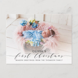 Erste Weihnachtsfeier Elegantes Foto Handschrift Postkarte