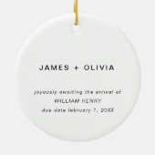 Erste Weihnachtsfeier Erwartung Minimales Foto Keramik Ornament (Hinten)