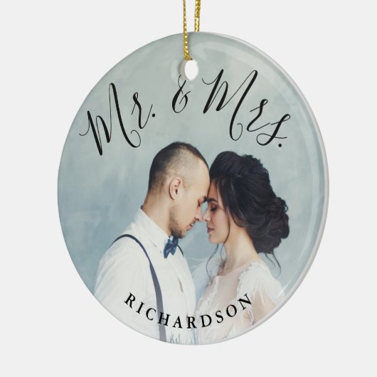 Erste Weihnachtsfeier Foto | Herr und Frau Keramikornament (Links)