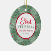 Erste Weihnachtsfeier Foto Keramik Ornament (Rechts)