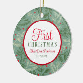 Erste Weihnachtsfeier Foto Keramik Ornament (Links)