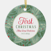 Erste Weihnachtsfeier Foto Keramik Ornament (Vorne)