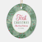 Erste Weihnachtsfeier Foto Keramik Ornament (Links)