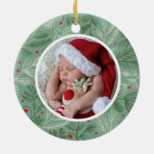 Erste Weihnachtsfeier Foto Keramik Ornament (Hinten)