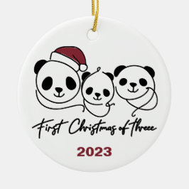 Erste Weihnachtsfeier für die Familie Panda Keramik Ornament