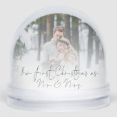 Erste Weihnachtsfeier für Frau Newlywed 2 Fotos Schneekugeln (Vorderseite)