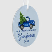 Erste Weihnachtsfeier Grandeltern Vintag Blauer La Ornament (Vorderseite)