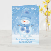 Erste Weihnachtsfeier | Grußkarte Grandson Karte (Gelbe Blume)