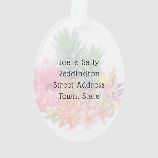 Erste Weihnachtsfeier Hawaiianische Blume Custom O Ornament (Rückseite)