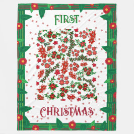 Erste Weihnachtsfeier Holly Poinsettia Floral Wint Fleecedecke