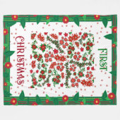Erste Weihnachtsfeier Holly Poinsettia Floral Wint Fleecedecke (Vorderseite (Horizontal))