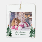 Erste Weihnachtsfeier im Camper RV Rustikales Foto Keramikornament (Links)