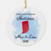 Erste Weihnachtsfeier im Indiana Staat Ornament (Vorne)