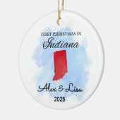 Erste Weihnachtsfeier im Indiana Staat Ornament (Links)