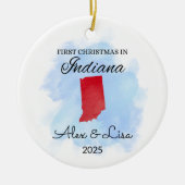 Erste Weihnachtsfeier im Indiana Staat Ornament (Vorne)