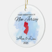 Erste Weihnachtsfeier im New Jersey Staat Ornament (Links)