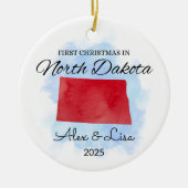 Erste Weihnachtsfeier im Nord-Dakota-Staat Keramik Ornament (Vorne)
