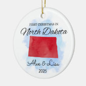 Erste Weihnachtsfeier im Nord-Dakota-Staat Keramik Ornament (Links)