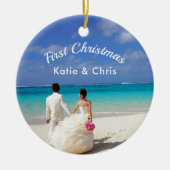 Erste Weihnachtsfeier im tropischen Paradies Keramik Ornament (Vorne)