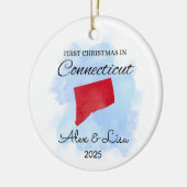 Erste Weihnachtsfeier in Connecticut Staat Ornamen Keramik Ornament (Links)