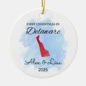 Erste Weihnachtsfeier in Delaware Staat Ornament (Vorne)