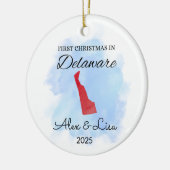 Erste Weihnachtsfeier in Delaware Staat Ornament (Links)