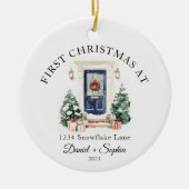 Erste Weihnachtsfeier in der neuen Zuhause Waterco Keramik Ornament (Vorne)