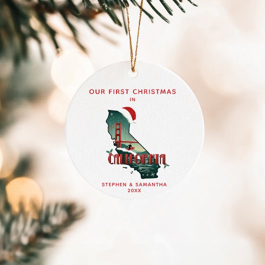 Erste Weihnachtsfeier in Kalifornien - Staat - Ben Keramik Ornament