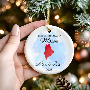 Erste Weihnachtsfeier in Maine Staat Keramik Ornament