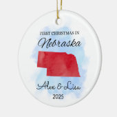 Erste Weihnachtsfeier in Nebraska Staat Ornament (Links)