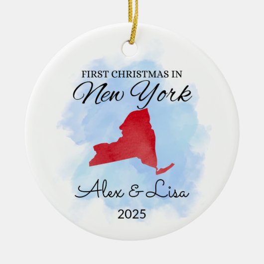 Erste Weihnachtsfeier in New York Staat Ornament (Vorne)