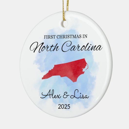 Erste Weihnachtsfeier in North Carolina Staat Orna Keramik Ornament (Links)