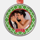 Erste Weihnachtsfeier Keepake Foto Ornament Aus Metall (Vorne)