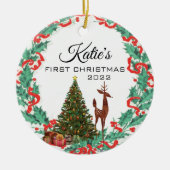 Erste Weihnachtsfeier Keramik Ornament (Vorne)