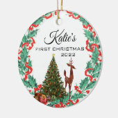 Erste Weihnachtsfeier Keramik Ornament (Links)