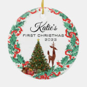 Erste Weihnachtsfeier Keramik Ornament (Hinten)