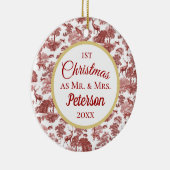 Erste Weihnachtsfeier - Keramik Red Toile Deer Keramik Ornament (Rechts)