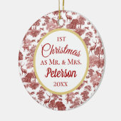 Erste Weihnachtsfeier - Keramik Red Toile Deer Keramik Ornament (Links)