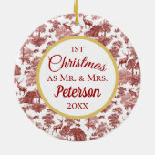 Erste Weihnachtsfeier - Keramik Red Toile Deer Keramik Ornament (Hinten)