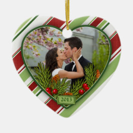 Erste Weihnachtsfeier mit Foto Candy Stripes Keramik Ornament