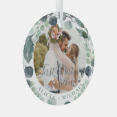 Erste Weihnachtsfeier mit Fotos Ornament Aus Glas (Vorderseite Rechts)