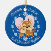 Erste Weihnachtsfeier mit Mama-Tochter Reindeer Keramik Ornament (Vorne)