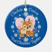 Erste Weihnachtsfeier mit Mama-Tochter Reindeer Keramik Ornament (Hinten)