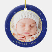 Erste Weihnachtsfeier mit Monogramm Name des Babys Keramik Ornament (Hinten)